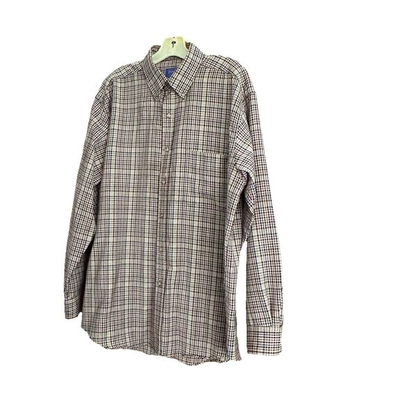 Vintage Pendleton Worsted Wool Shirt Men Large Brown Plaid button down lng slve - Picture 1 of 10